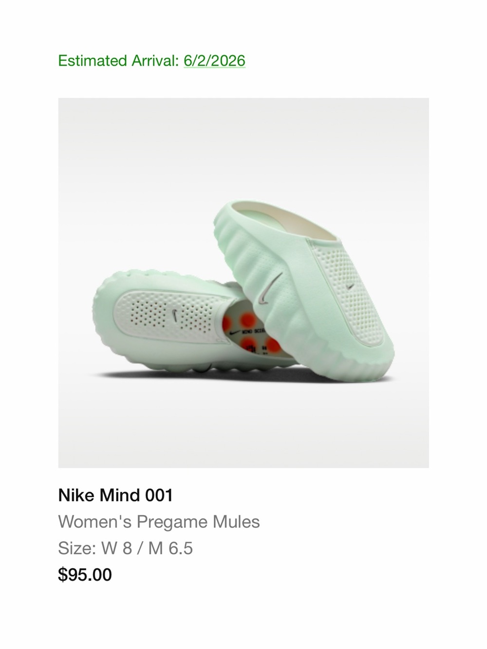 Nike Women's Pregame Mules in Mint Green